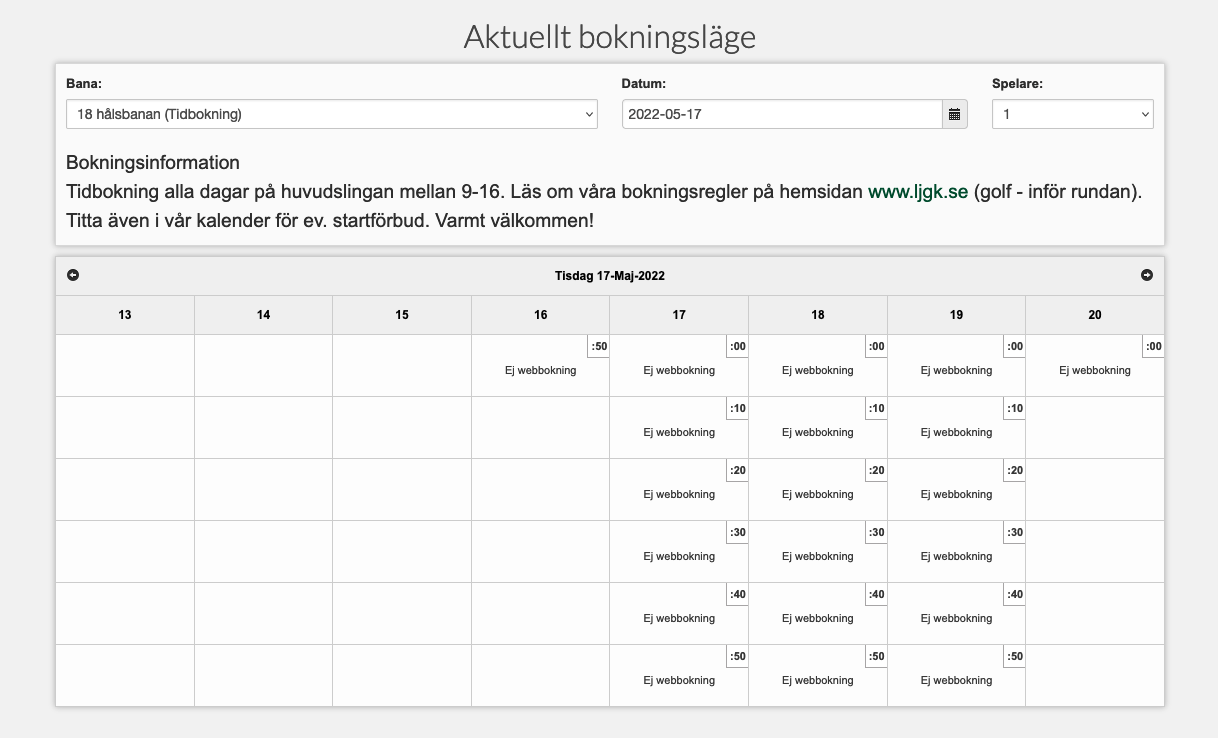 Aktuellt Bokningsläge 2.0